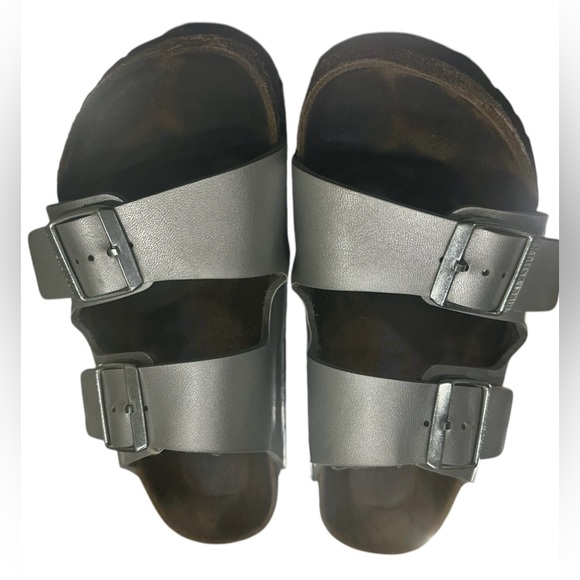 Birkenstock Arizona silver size 38 women’s B10 - Picture 2 of 7